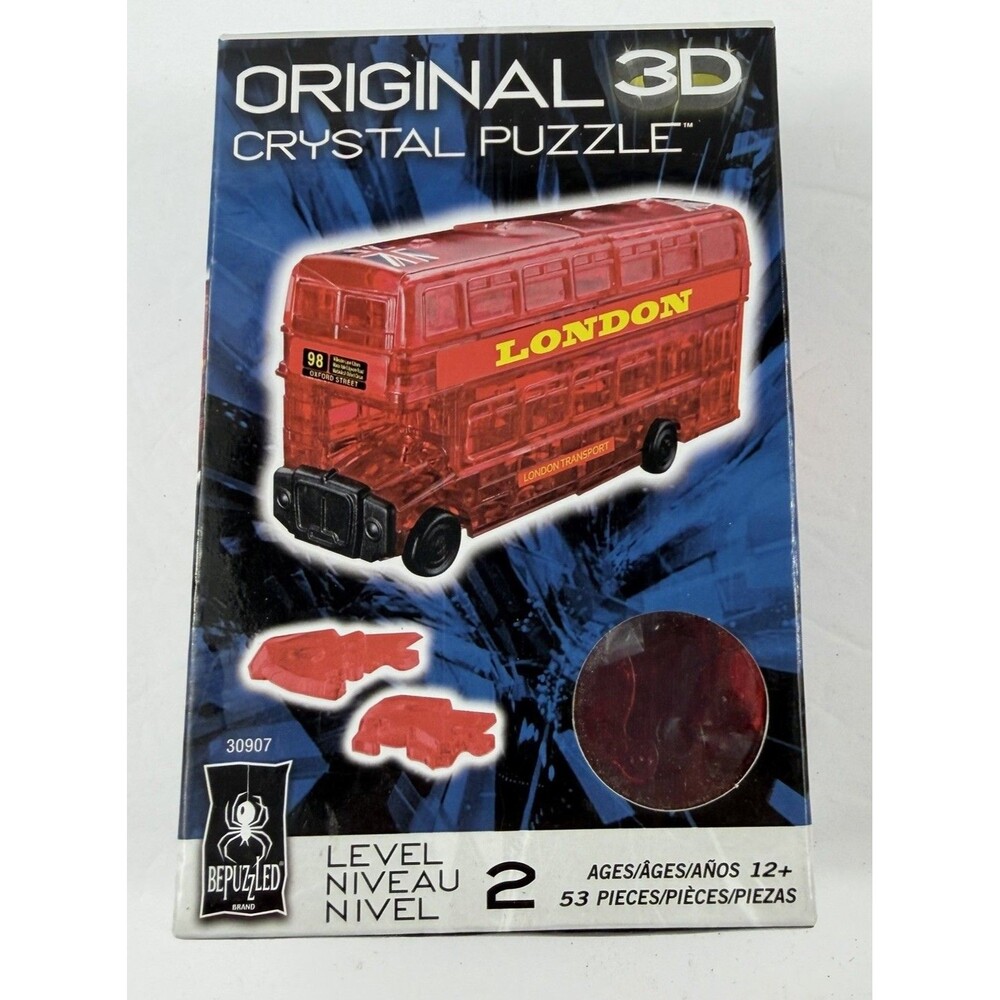 BePuzzled 3D Crystal Puzzle London Bus Red – 53 Piece Level 2 Model Toy